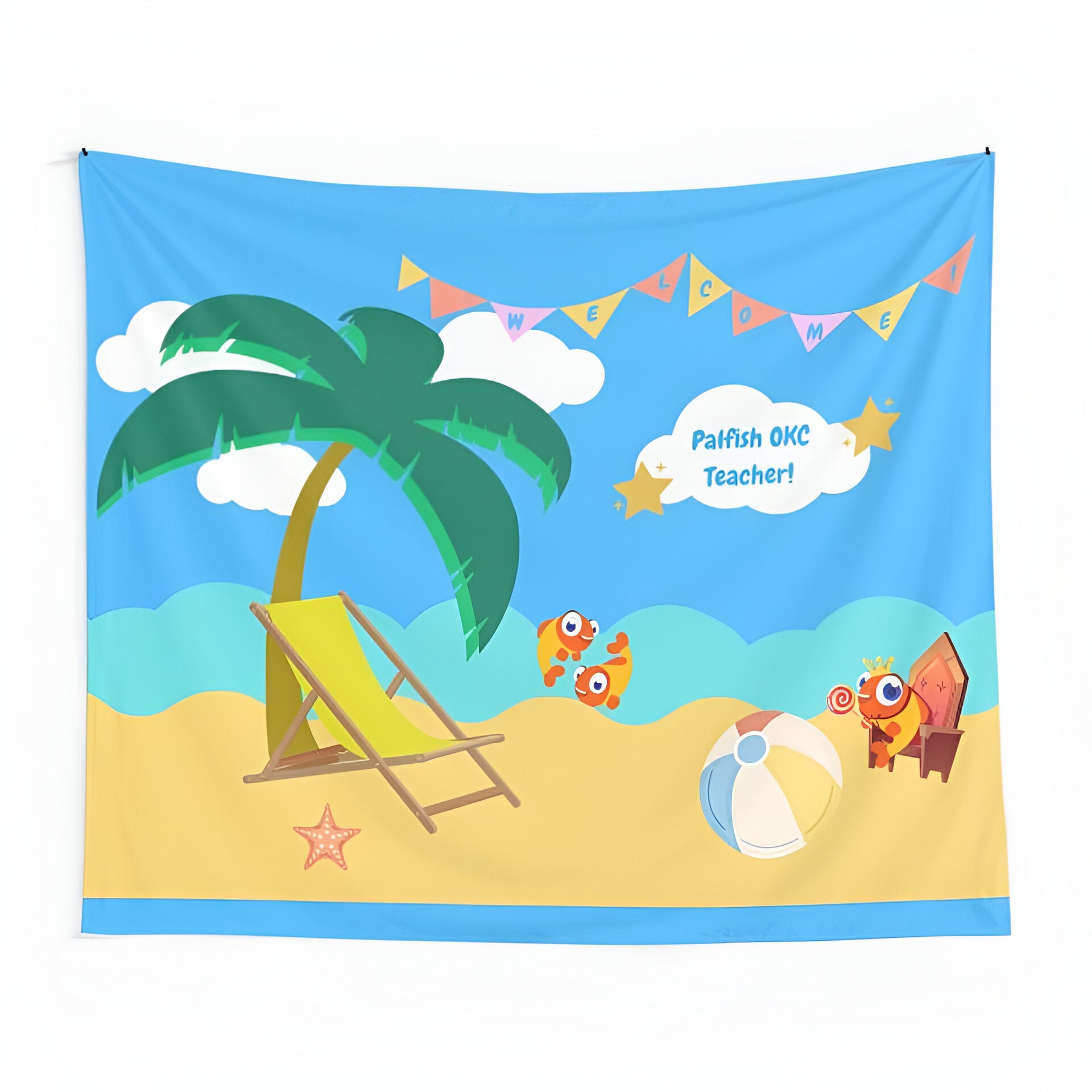 Portable_Travel Friendly Palfish Beach Classroom Background Tapestry Tapes