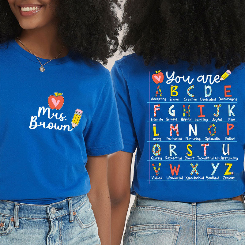 Personalized Our Team Is The Best Team Teacher Two Sided T-Shirt 2MAT68