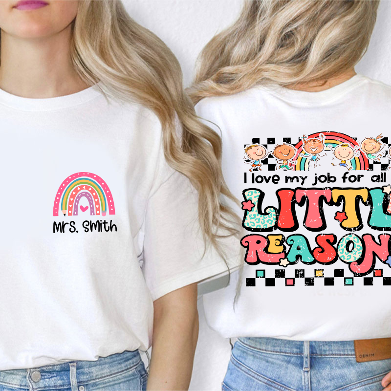 Personalized Name I Teach The Cutest Bees In The Beehive Teacher Two Sided T-Shirt 2MAT68