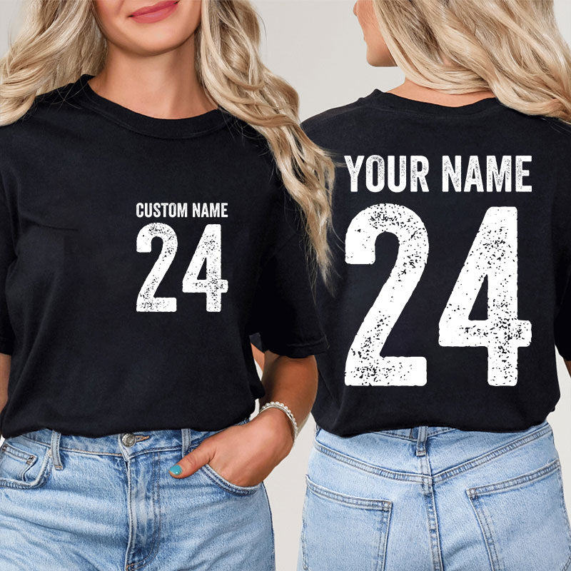 Personalized Name And Back Number Teacher Two Sided T-Shirt 2MAT88
