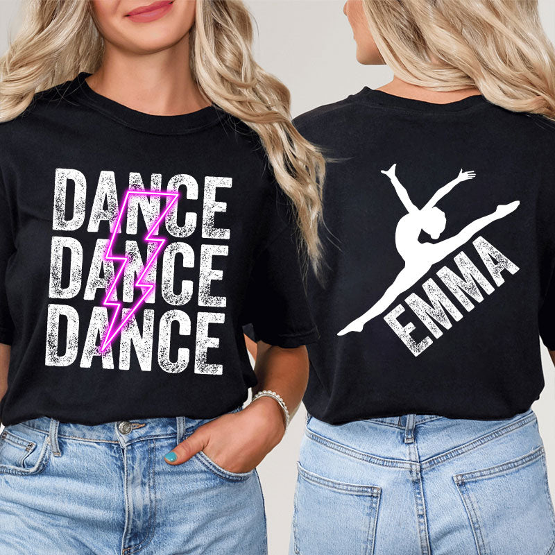 Personalized Pink Lighting Dance Teacher Two Sided T-Shirt 2MAT88