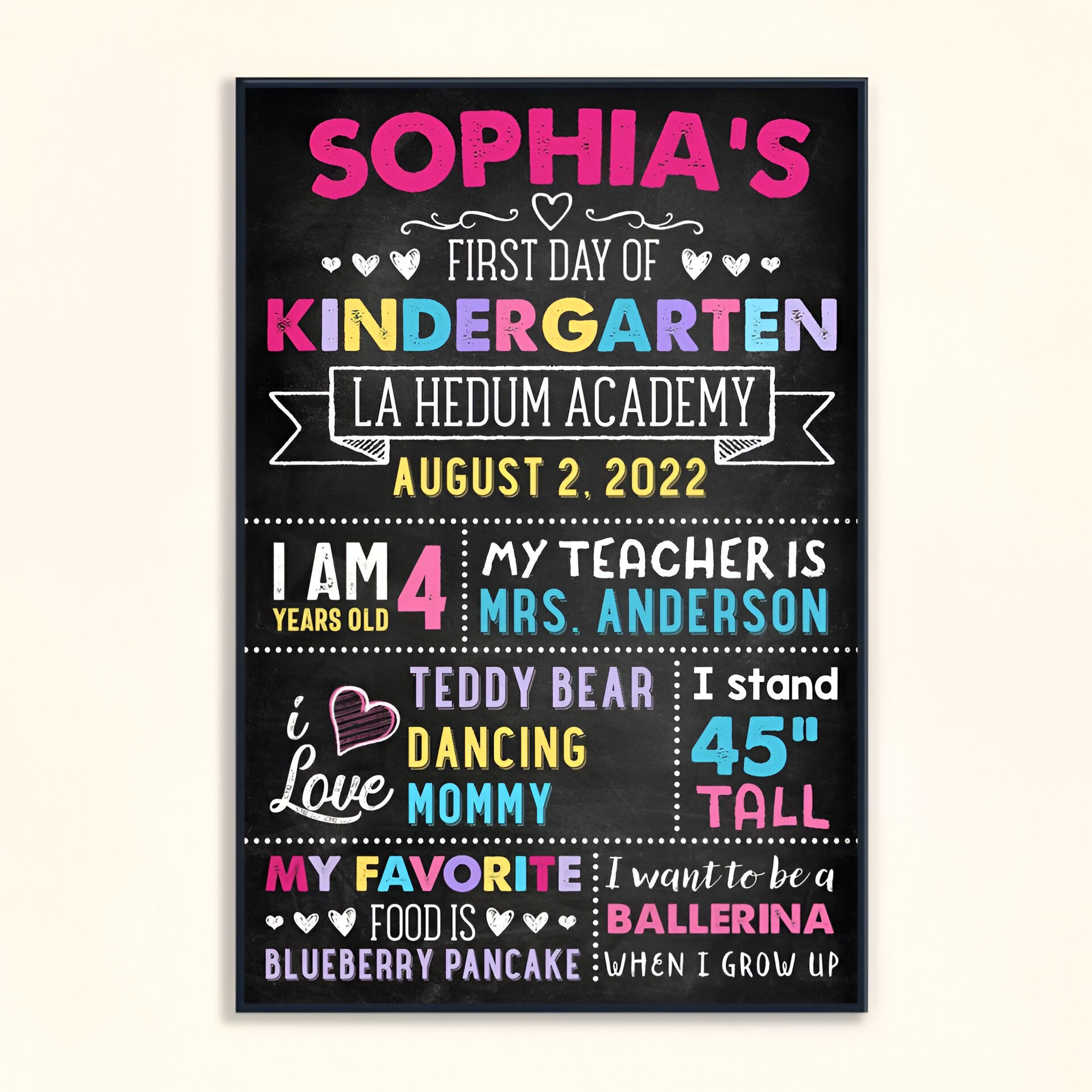 First Day Of School Sign - Personalized Poster - Back To School Gift For Kids, Student, Son, Daughter, 1st Day Of School Scsign
