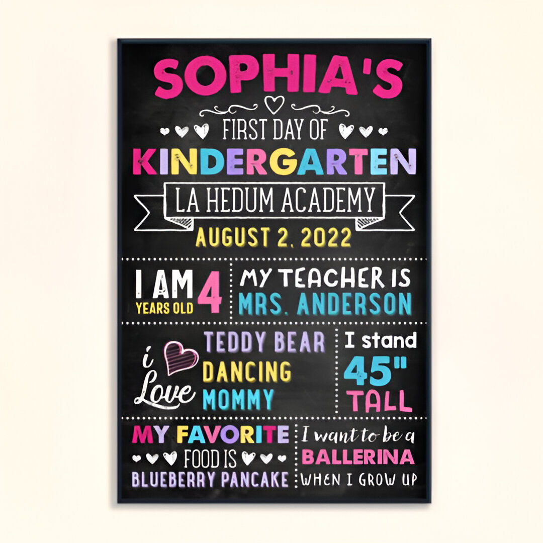 First Day Of School Sign - Personalized Poster - Back To School Gift For Kids Scsign