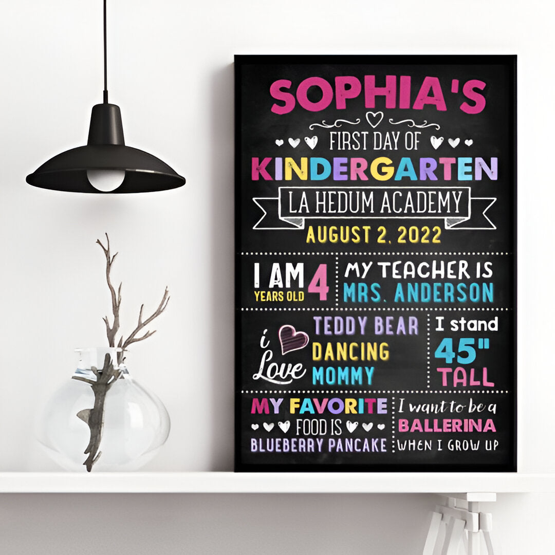 First Day Of School Sign - Personalized Poster - Back To School Gift For Kids, Student, Son, Daughter, 1st Day Of School Scsign