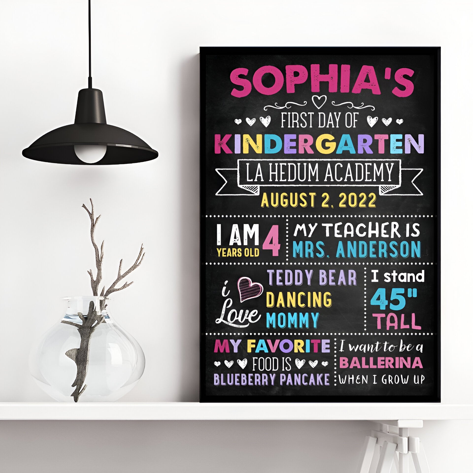 First Day Of School Sign - Personalized Poster - Back To School Gift For Kids, Student, Son, Daughter, 1st Day Of School Scsign