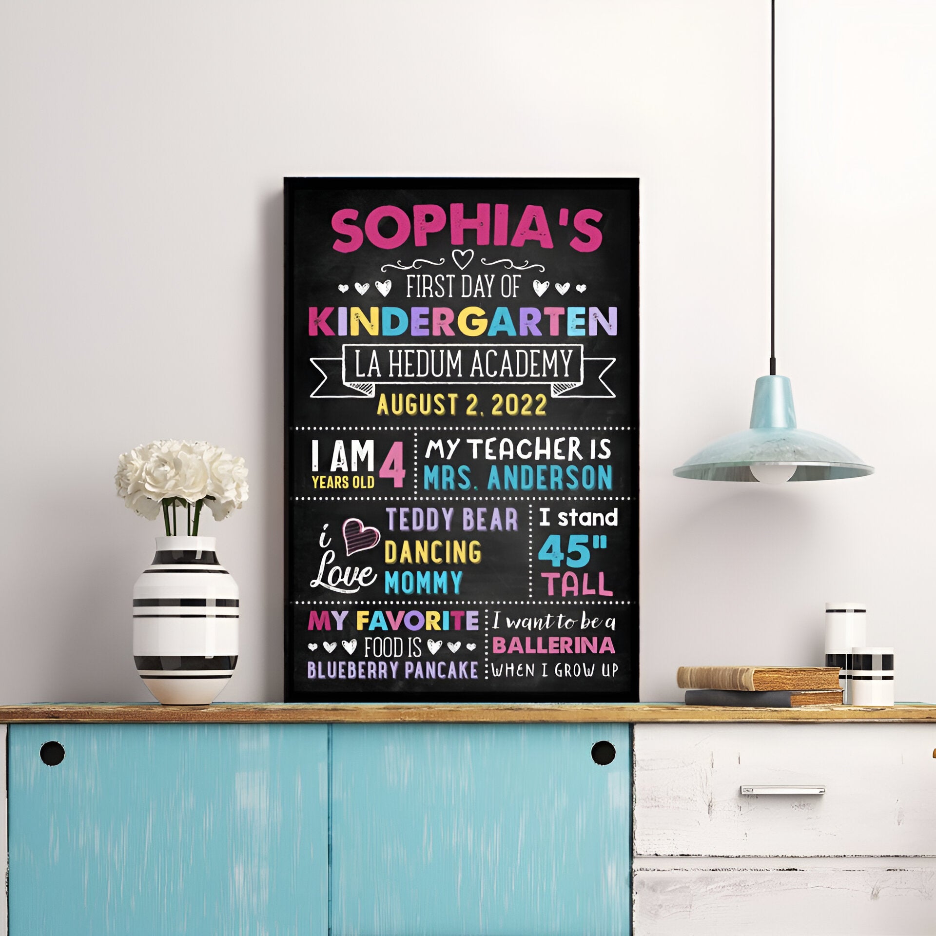 First Day Of School Sign - Personalized Poster - Back To School Gift For Kids, Student, Son, Daughter, 1st Day Of School Scsign