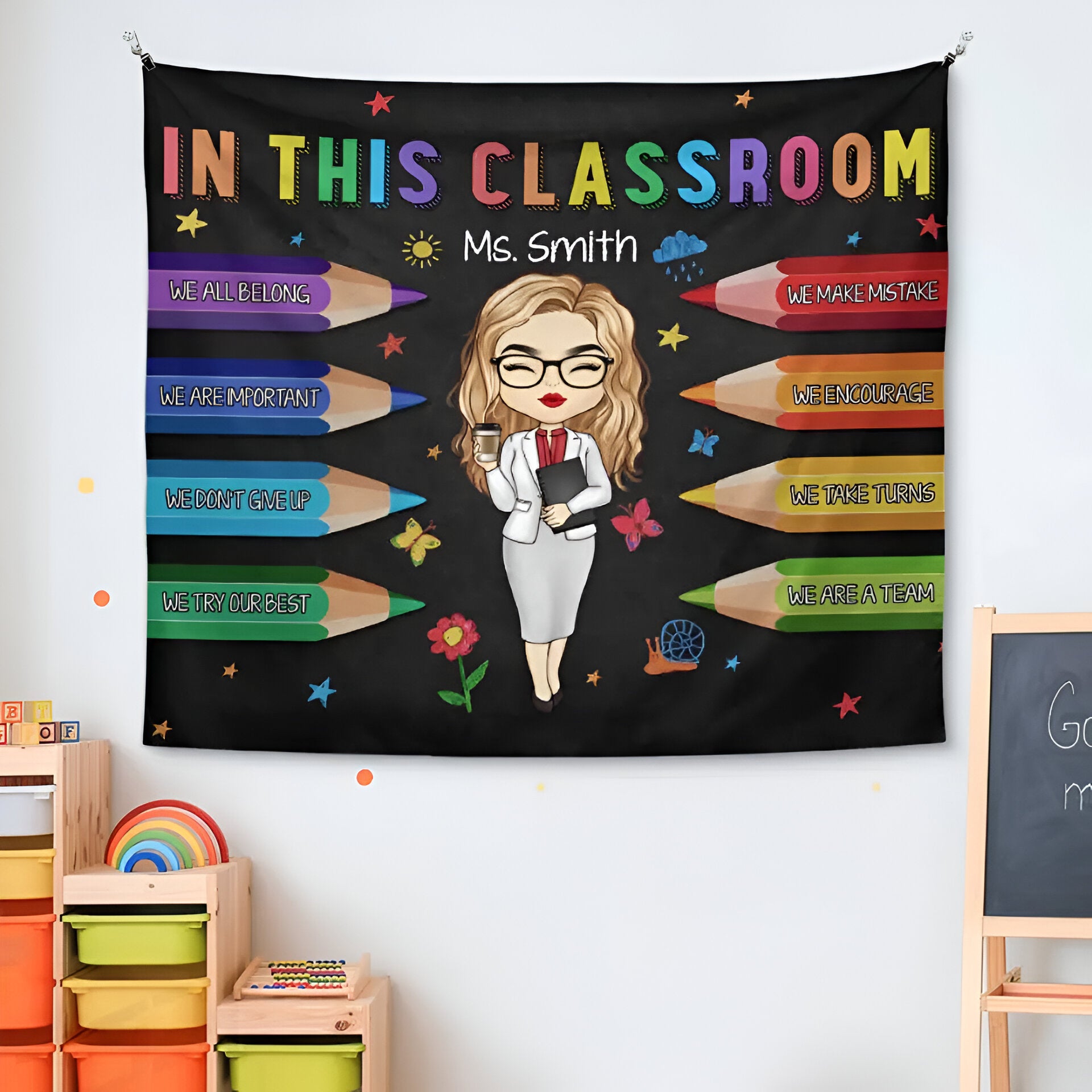In This Classroom - Teacher Personalized Custom Tapestry - Gift For Teacher Tapes