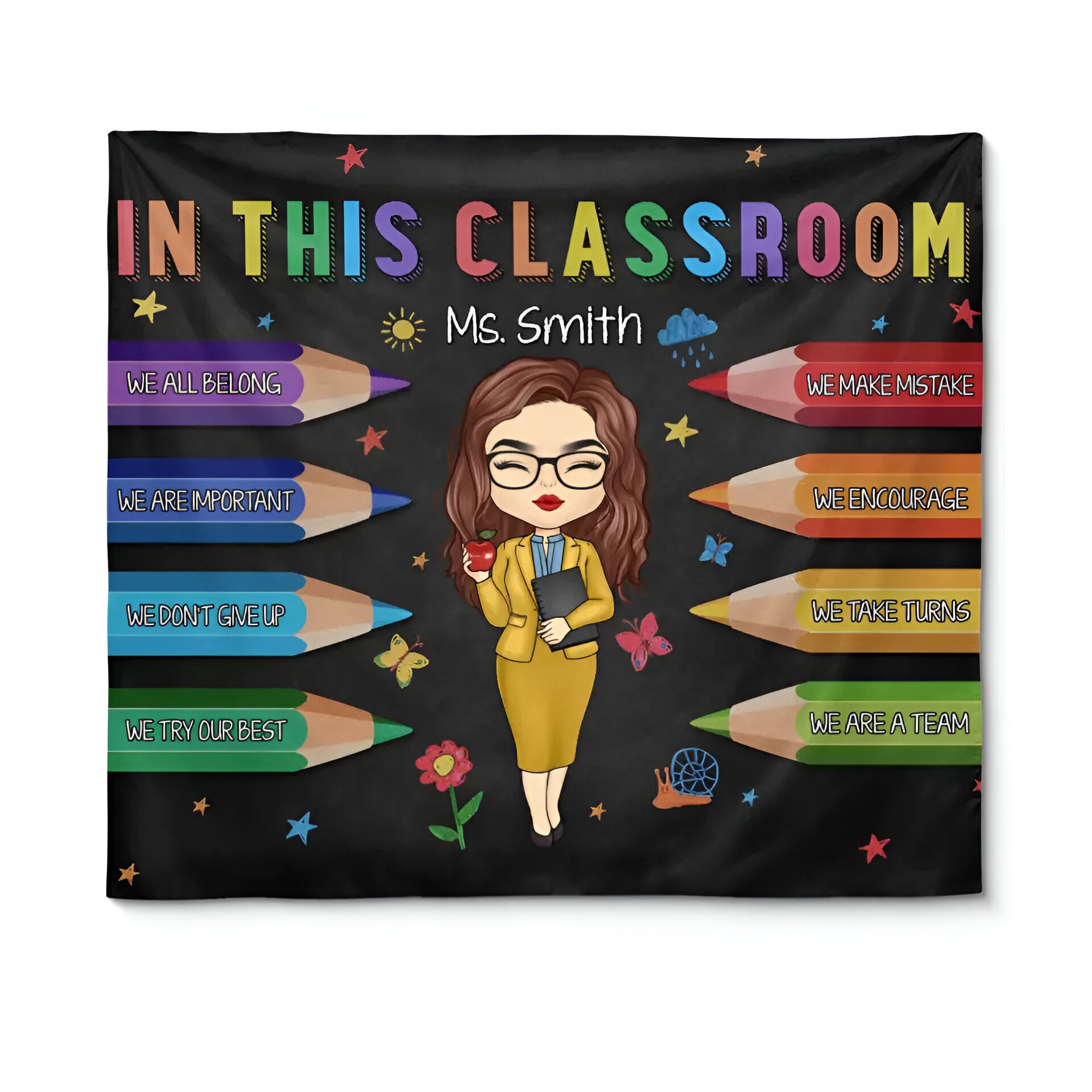 In This Classroom - Teacher Personalized Custom Tapestry - Gift For Teacher Tapes