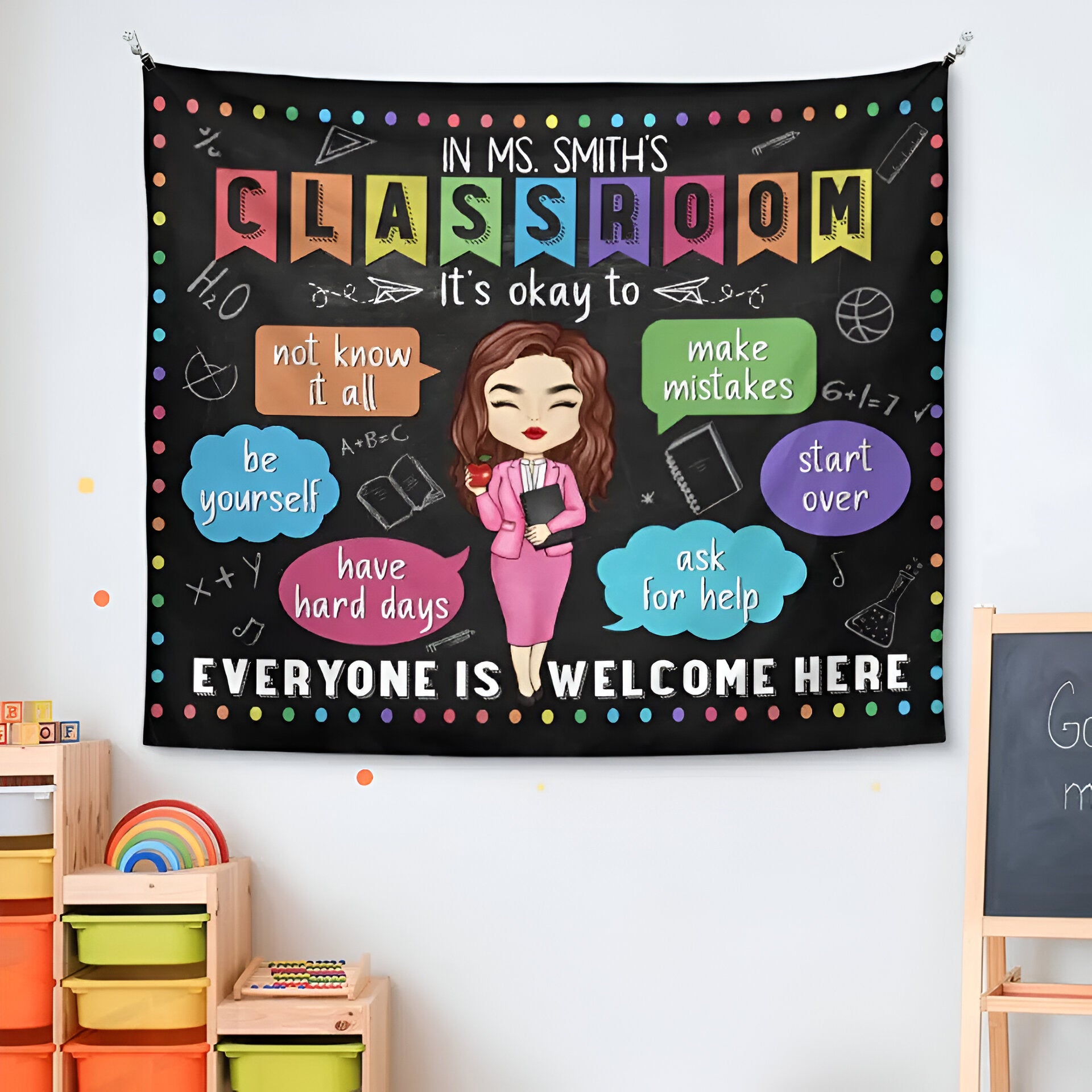 It's Okay To Be Yourself - Teacher Personalized Custom Tapestry - Gift For Teacher Tapes