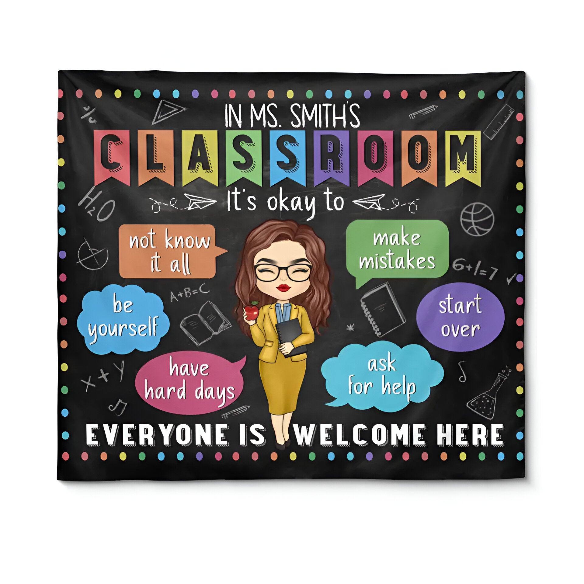 It's Okay To Be Yourself - Teacher Personalized Custom Tapestry - Gift For Teacher Tapes