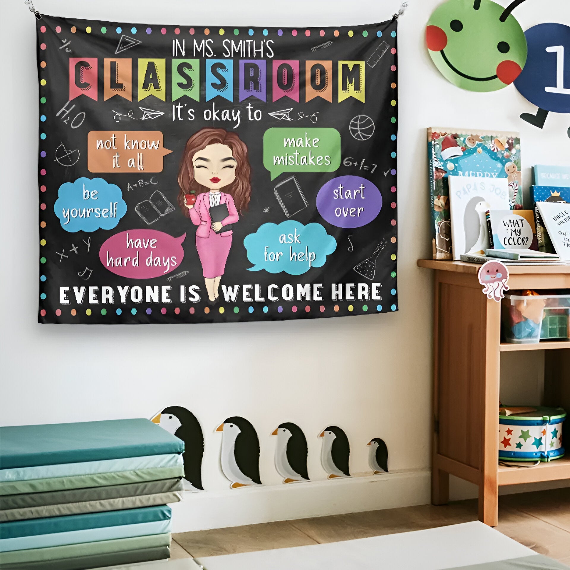 It's Okay To Be Yourself - Teacher Personalized Custom Tapestry - Gift For Teacher Tapes