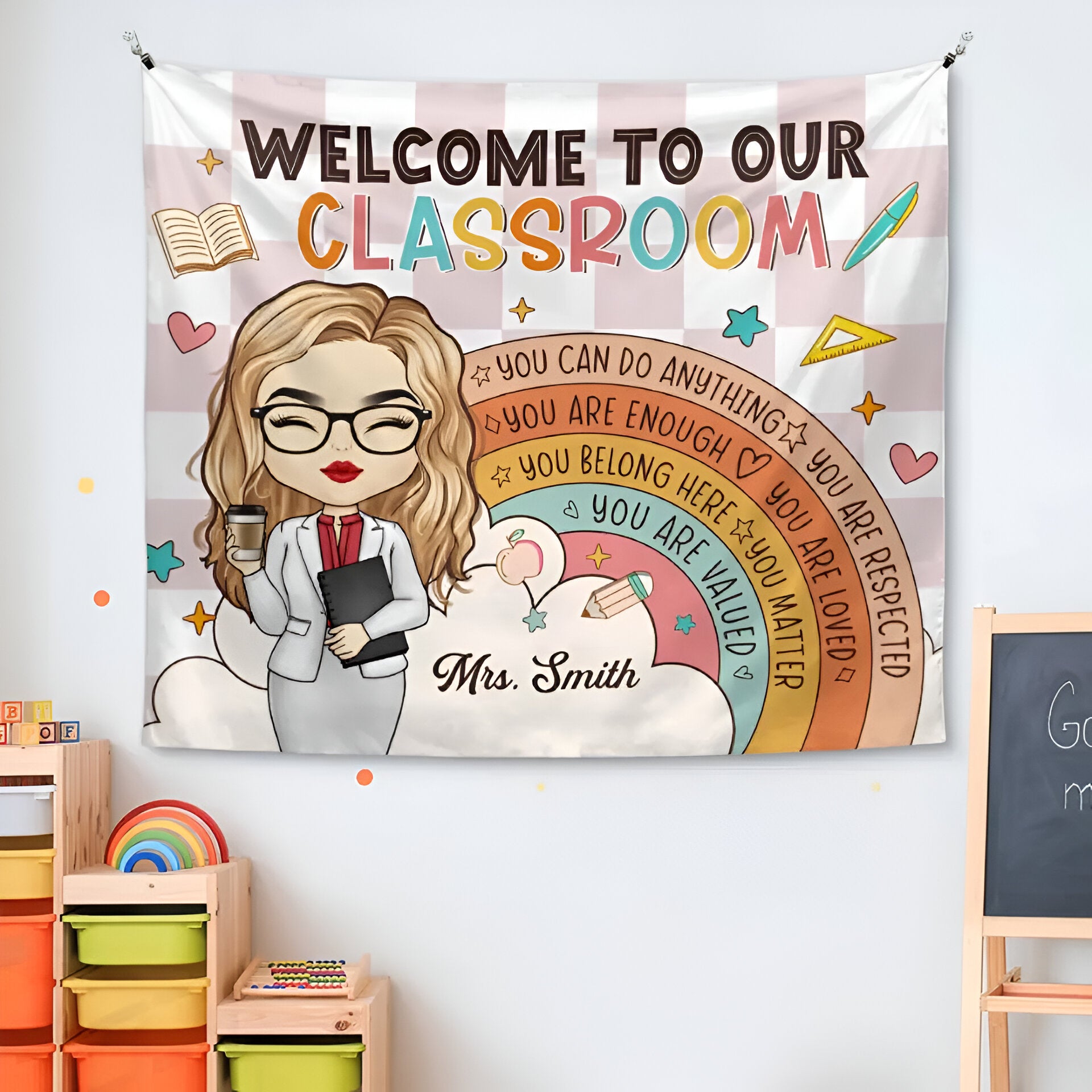 Welcome To Our Classroom - Teacher Personalized Custom Tapestry - Gift For Teacher Tapes