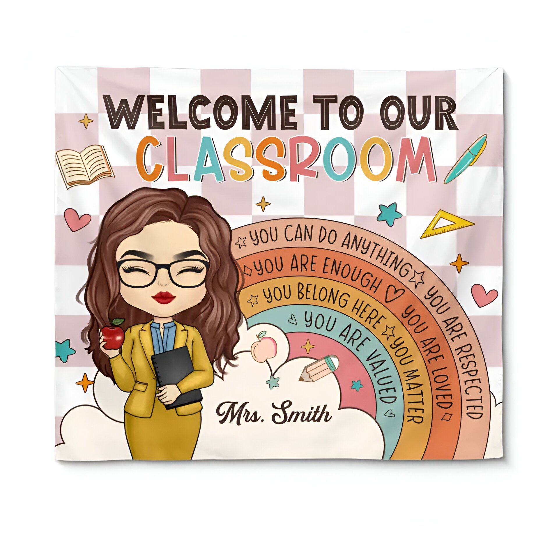 Welcome To Our Classroom - Teacher Personalized Custom Tapestry - Gift For Teacher Tapes