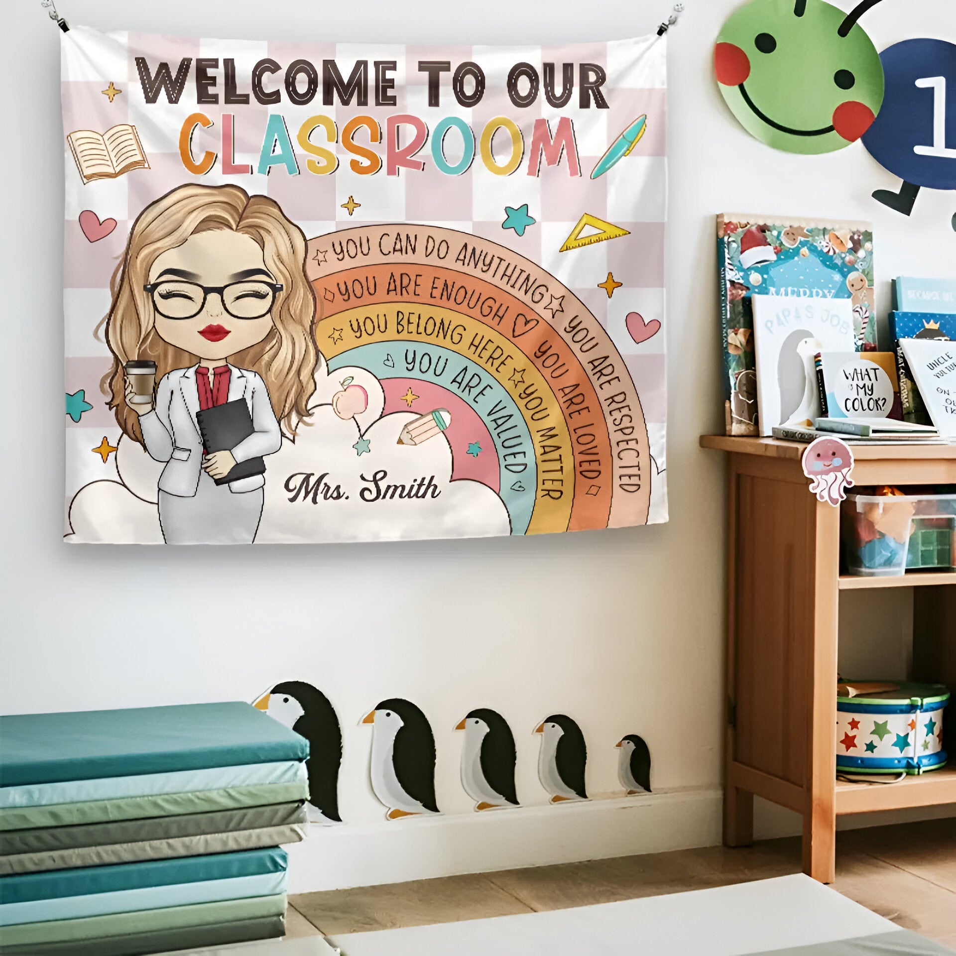 Welcome To Our Classroom - Teacher Personalized Custom Tapestry - Gift For Teacher Tapes