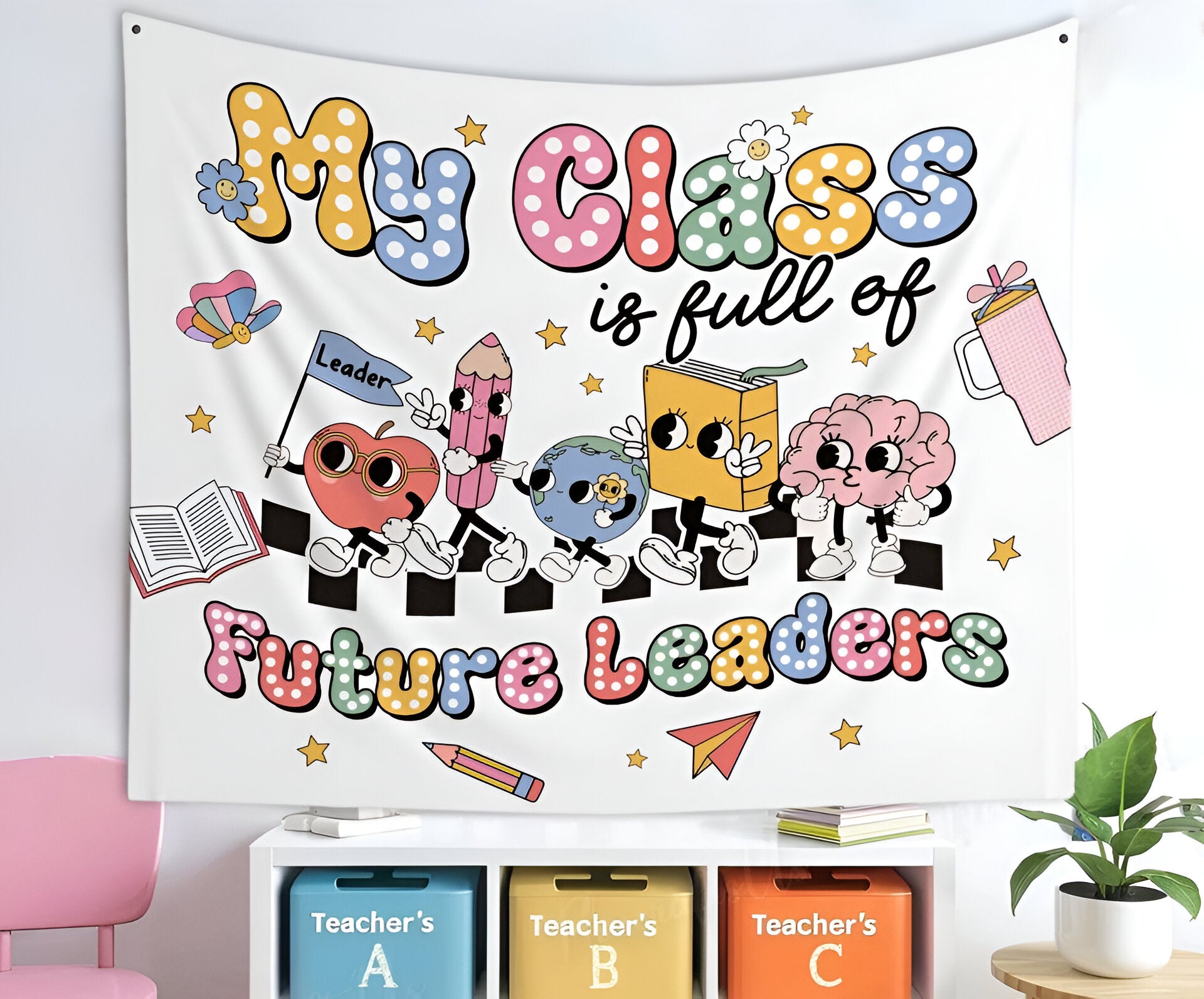 Classroom Tapestry, Dalmatian Dots Teacher Tapestry, Future Leaders, Classroom Banner1 Tapes