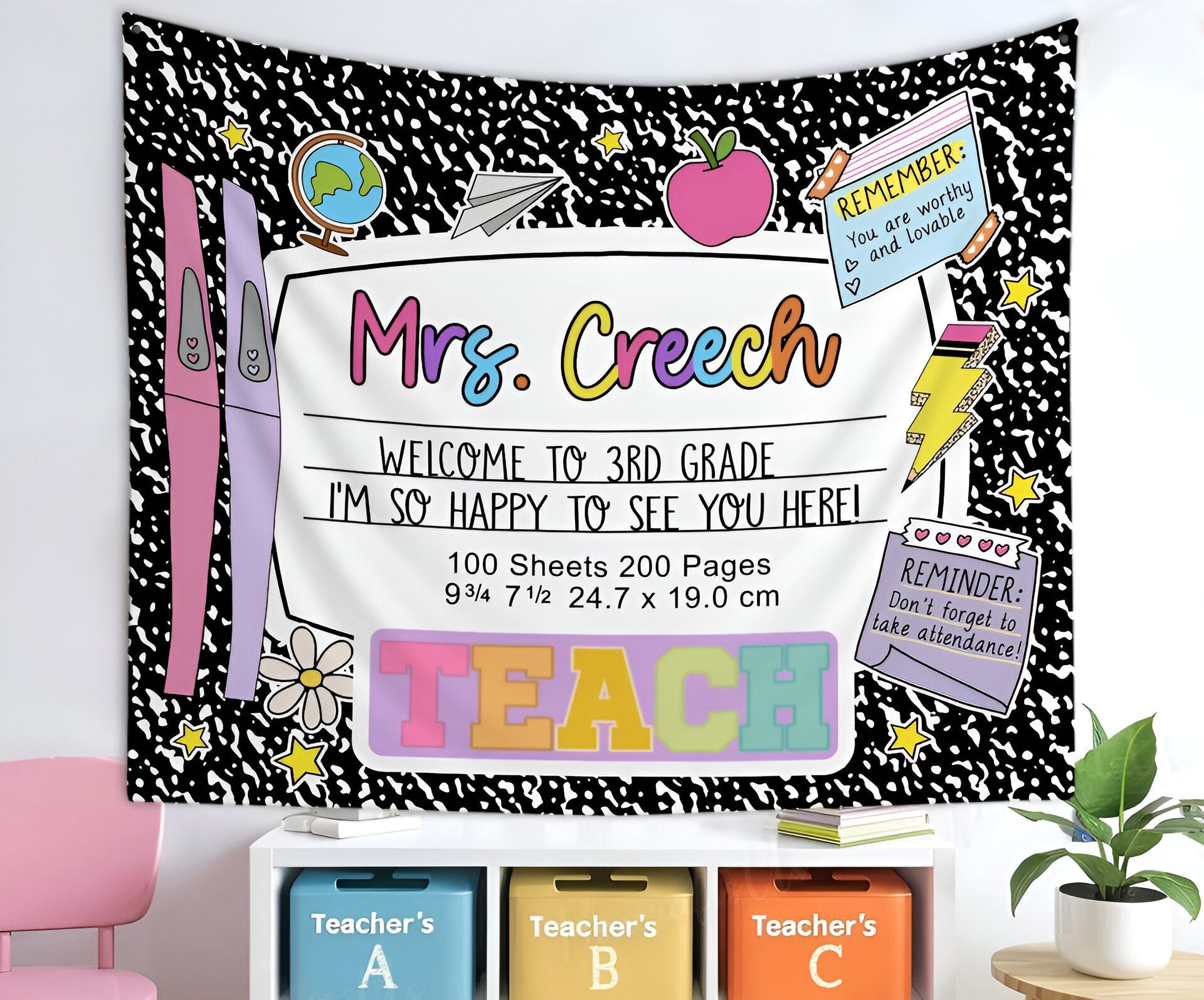 Custom Teacher Classroom Tapestry, Classroom Decor, Classroom Tapestry, Back To School Tapes