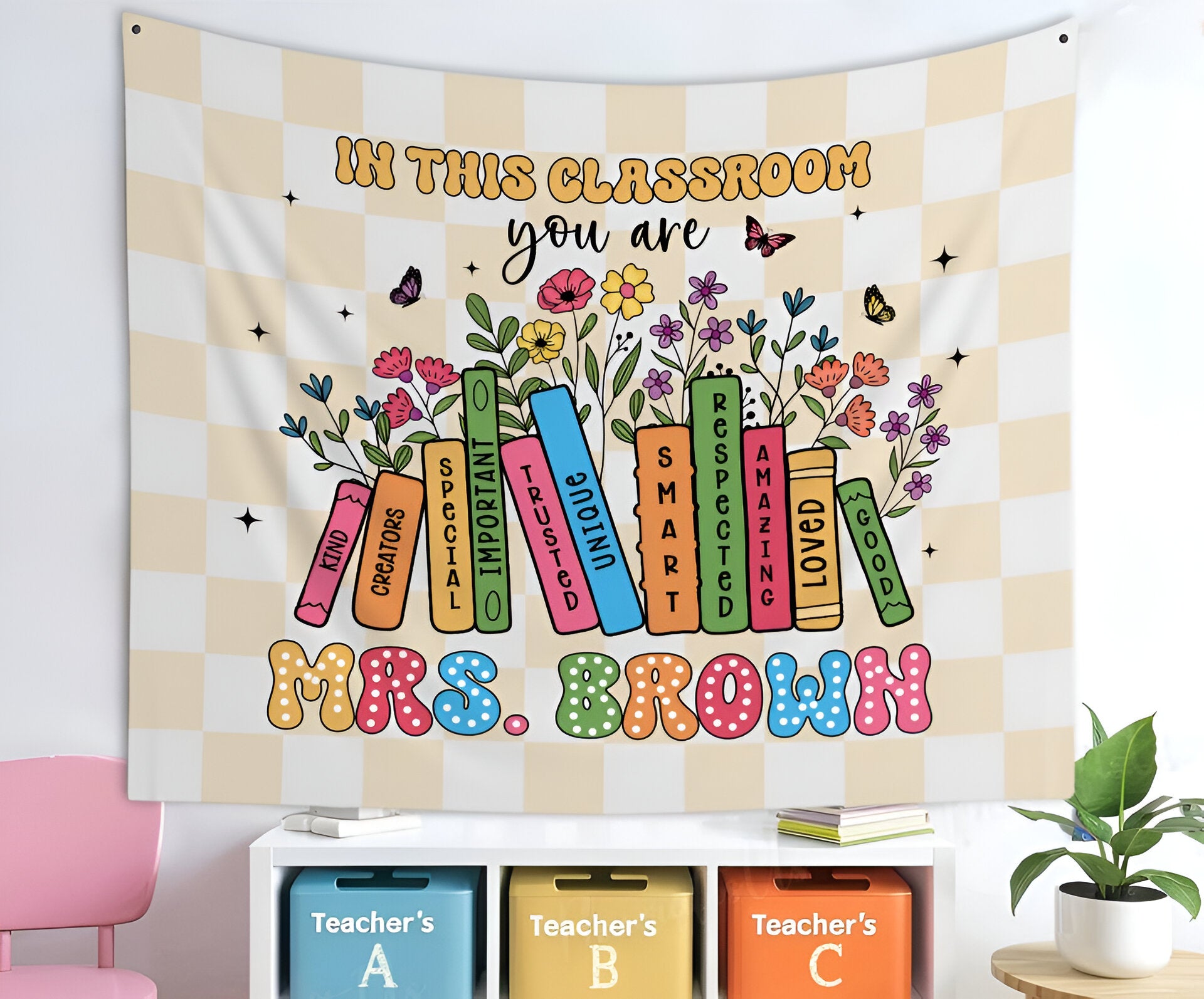 In This Classroom You Are Tapestry, Classroom Decor, Custom Teacher Name Tapestry1 Tapes