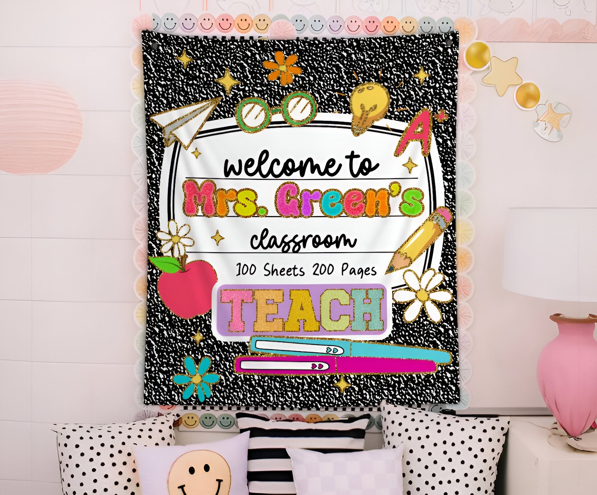 Classroom Decor, Custom Teacher Name Classroom Tapestry, Classroom Tapestry Tapes