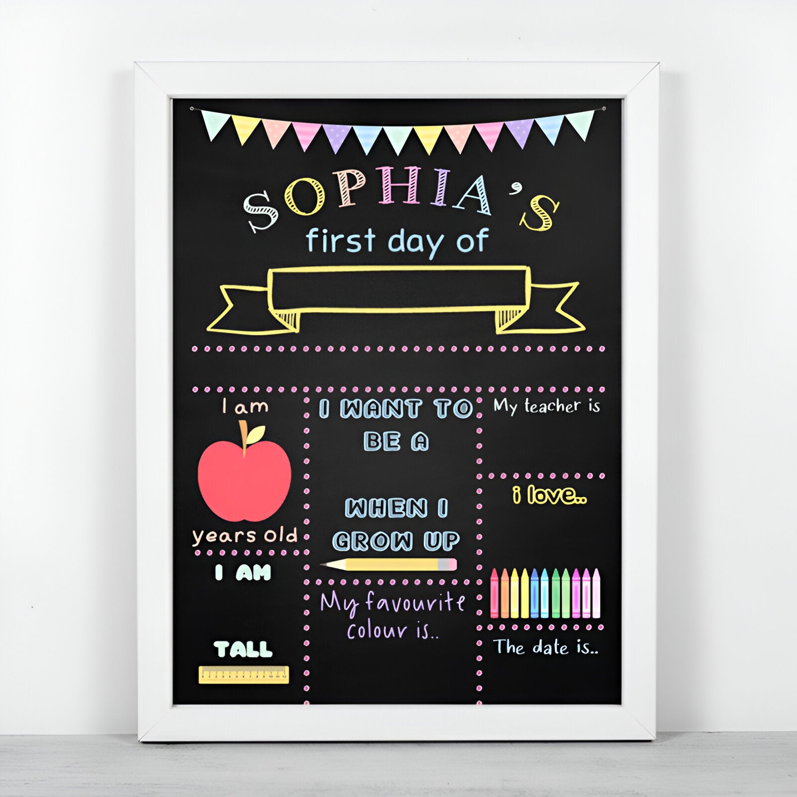 Personalized First Day Of School Sign Custom Name Warm Gift for Kids Scsign