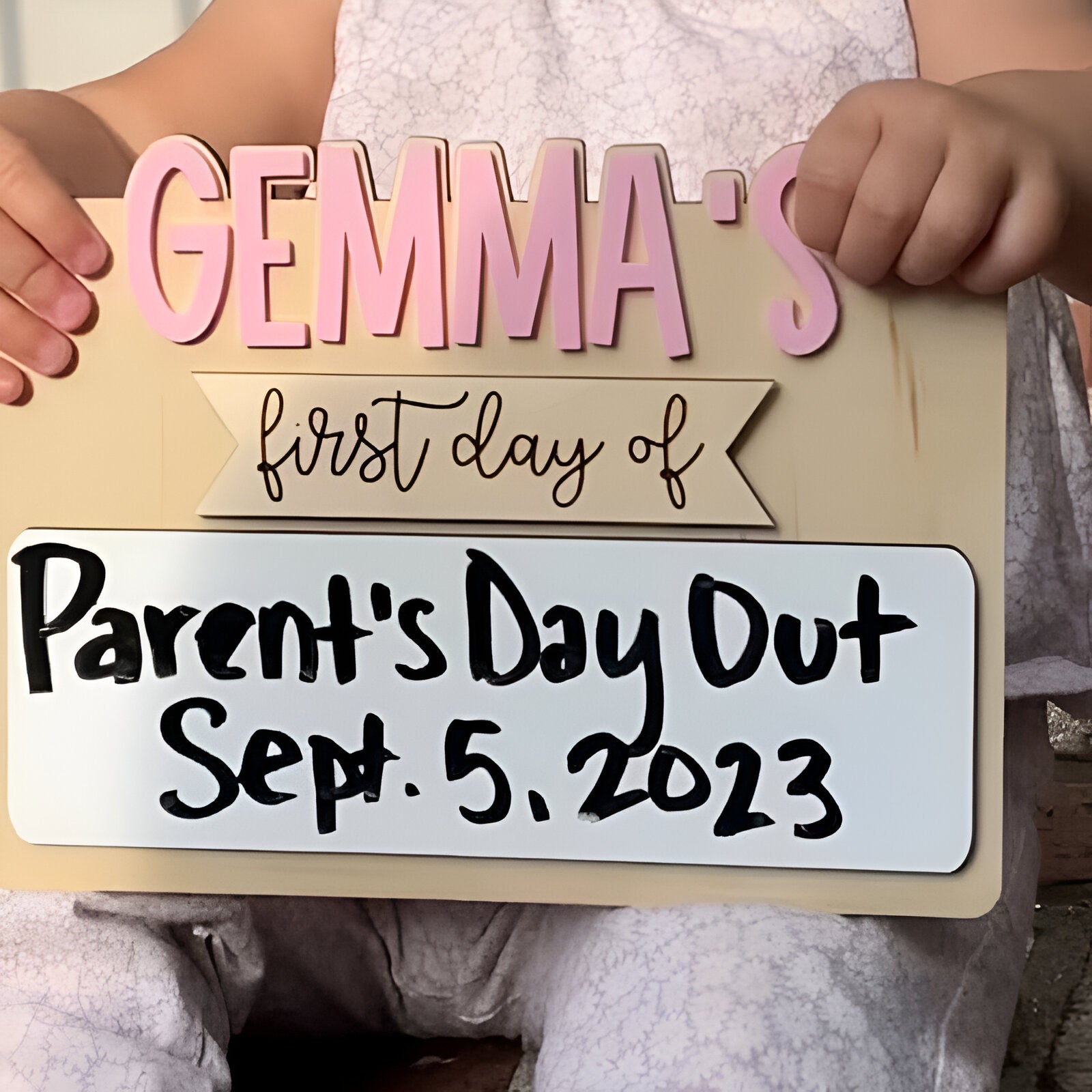 Personalized First_Last Day Of School Sign Custom Name Warm Gift for Child Scsign