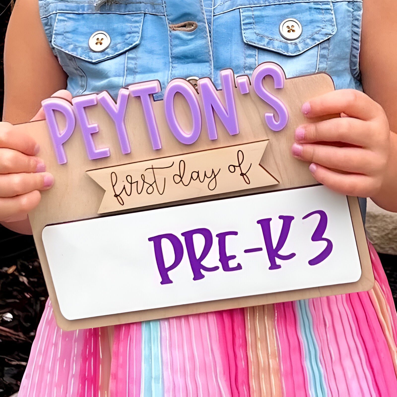 Personalized First_Last Day Of School Sign Custom Name Warm Gift for Child Scsign