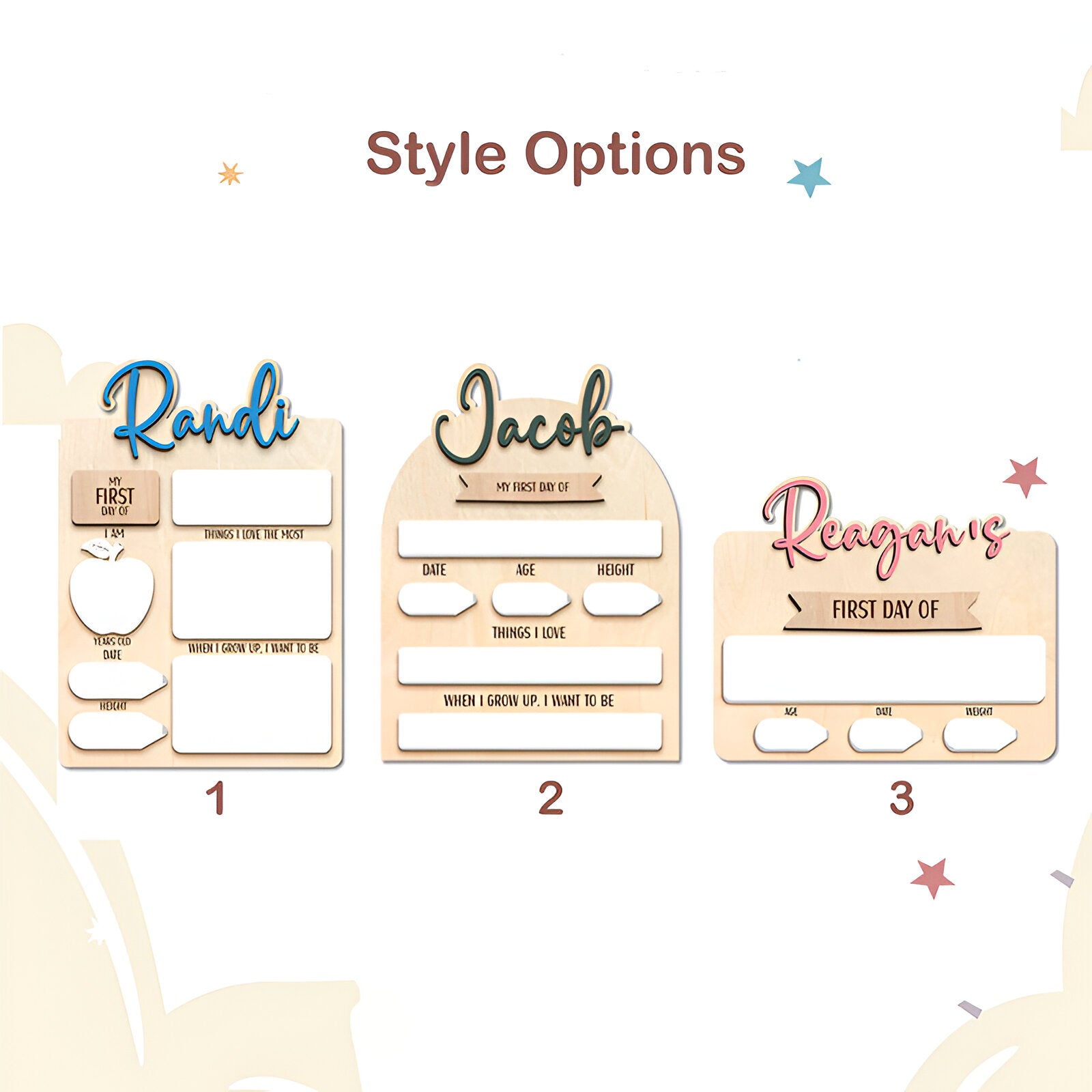 Personalized First Day Of School Sign Custom Name Stylish Present for Kids Scsign