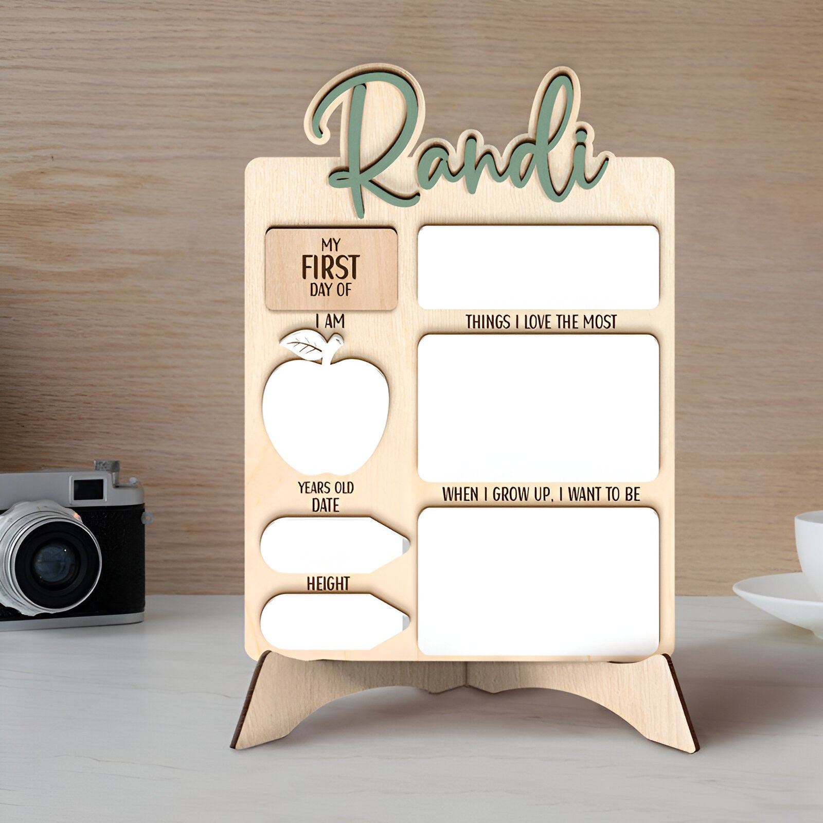 Personalized First Day Of School Sign Custom Name Stylish Present for Kids Scsign