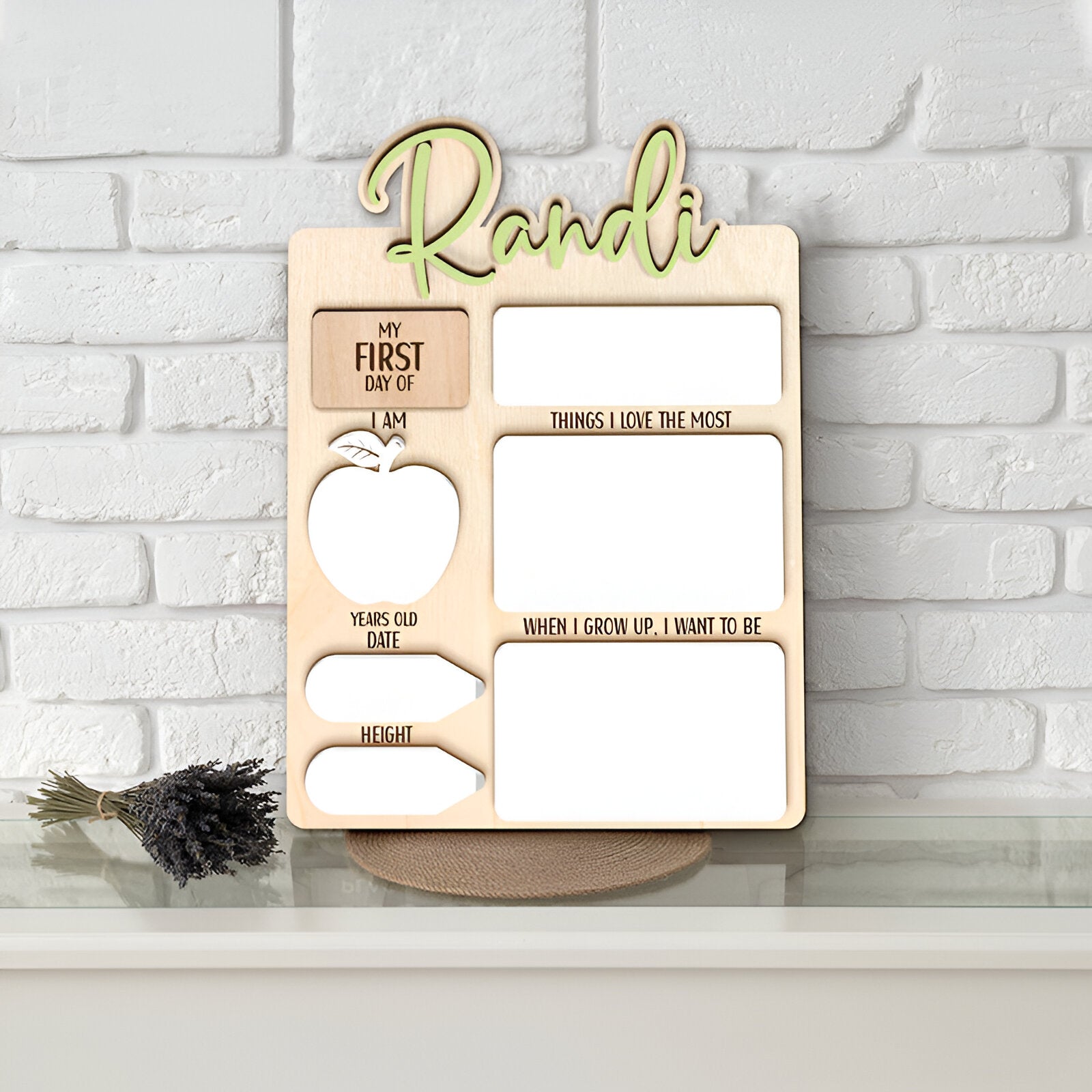 Personalized First Day Of School Sign Custom Name Stylish Present for Kids Scsign