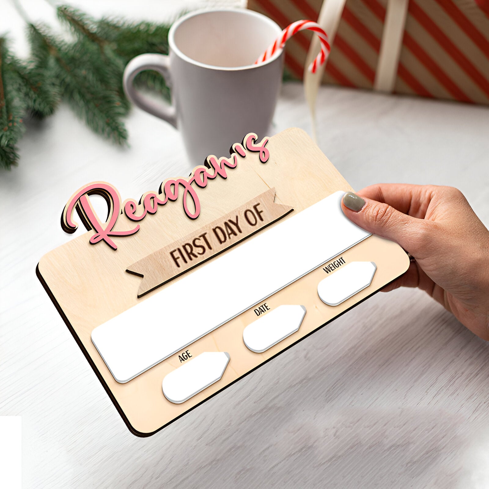 Personalized First Day Of School Sign Custom Name Stylish Present for Kids Scsign