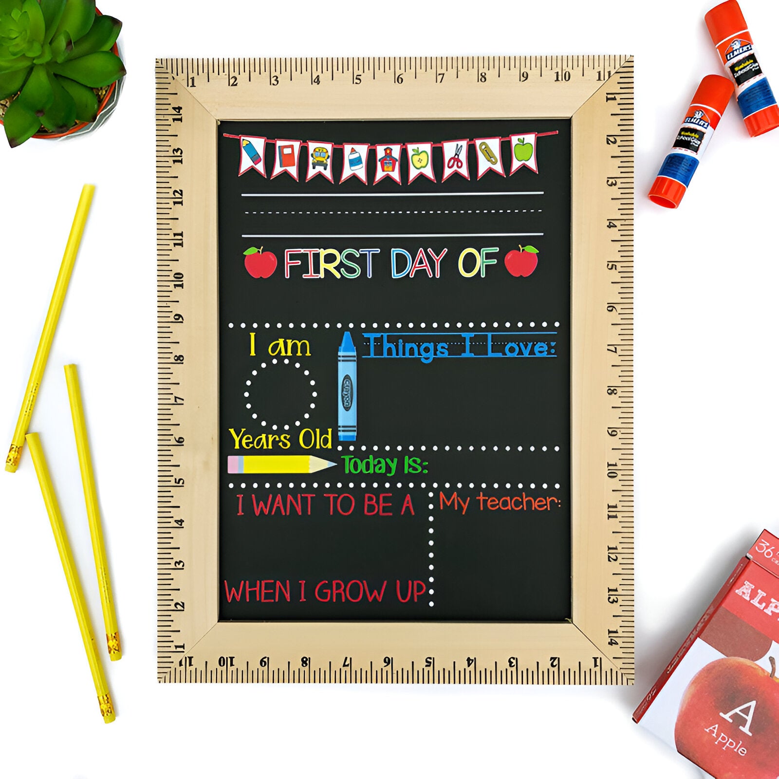 Personalized First Day Of School Sign Custom Style Stylish Present for Kids Scsign