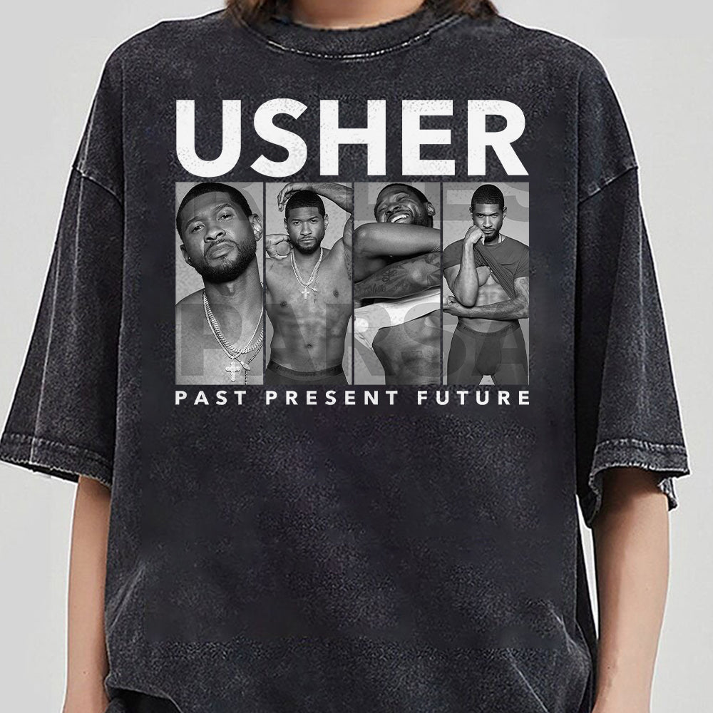 Usher t-shirt Usher world tour shirt Usher past present future world Tour shirt Usher t-shirt Usher fan merch Usher concert  JJJ