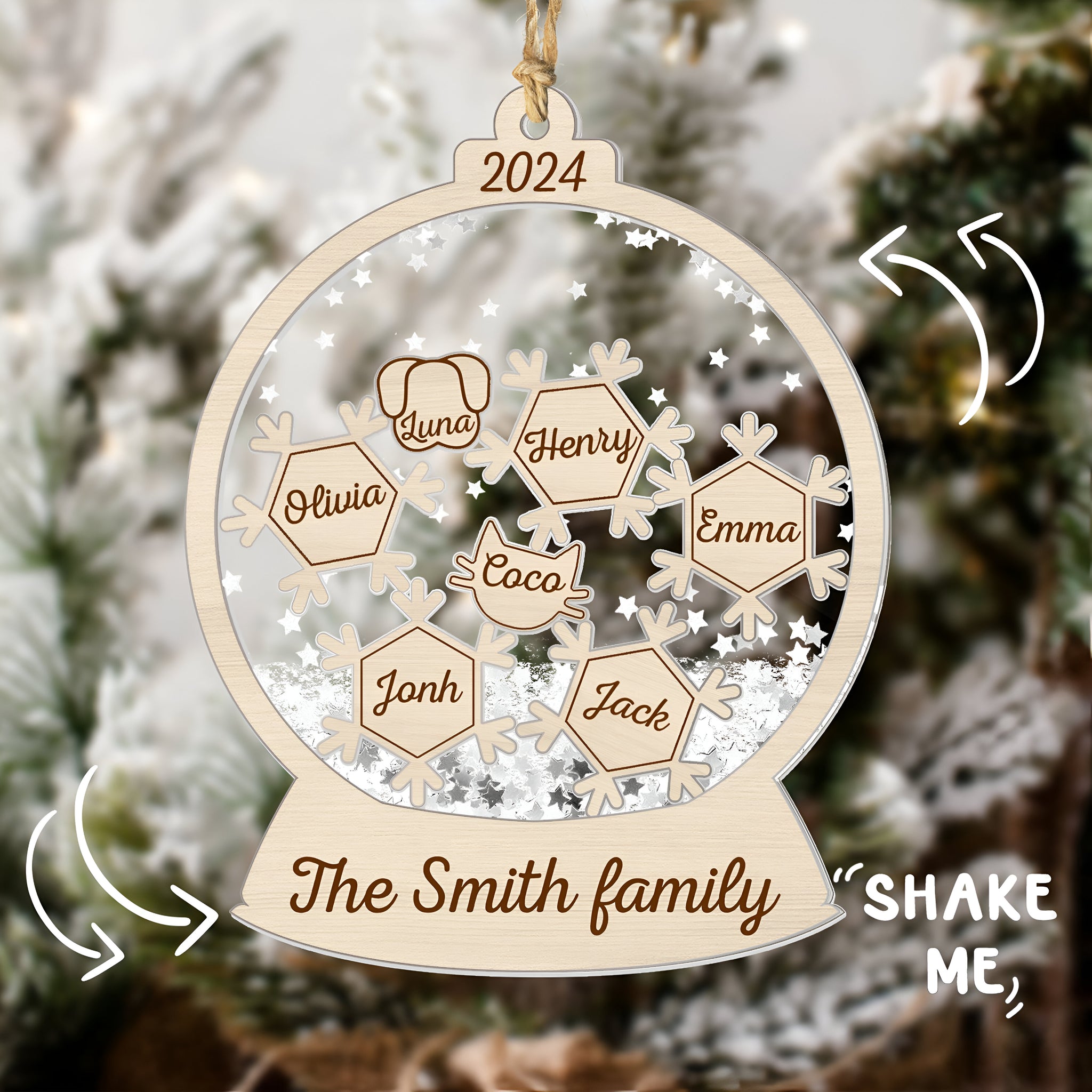 Christmas Family Snow Globe - Personalized 4D Shaker Ornament - Christmas Gift For Family ORN2809