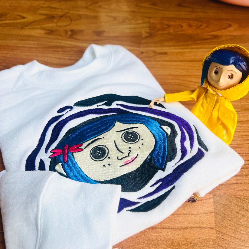 Coraline inspired embroidered sweatshirt for adult and kids EMHA0509