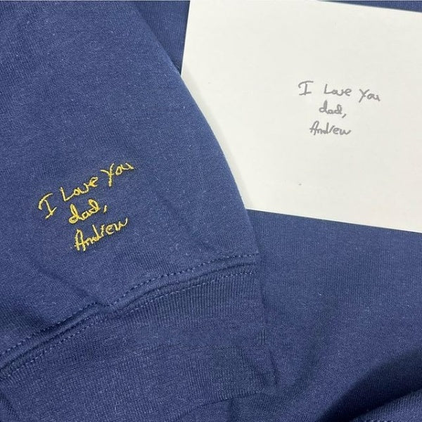 Handwritten Quote Sweatshirt/Hoodie Embroidered from Your Photo em1
