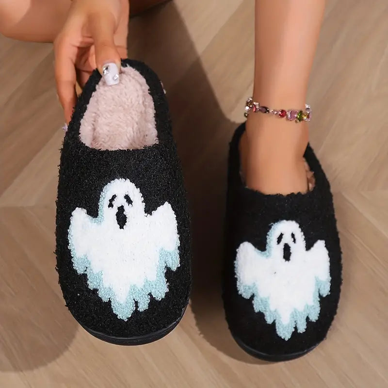 Cute Big Cherry Pattern Fuzzy Slippers, Closed Toe Plush House Bedroom Shoes, Cozy & Warm Home Slippers SL0808 24