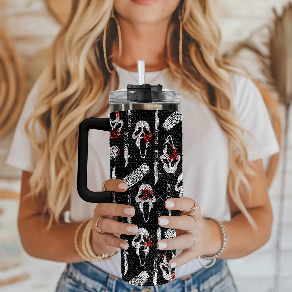 Tumbler 40Oz Halloween Ghostface Killin It, Halloween Bling Tumbler, Halloween Gift Ideas, Spooky Season Mug Gift, Ghost Mug TUM2908