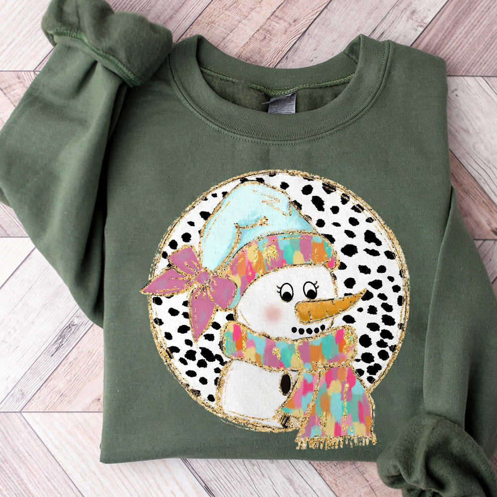 Colorful Coquette glitter Snowman png girls Christmas design dtf Christmas girls winter png design bow acrylic brushstroke watercolor S50 SACH26