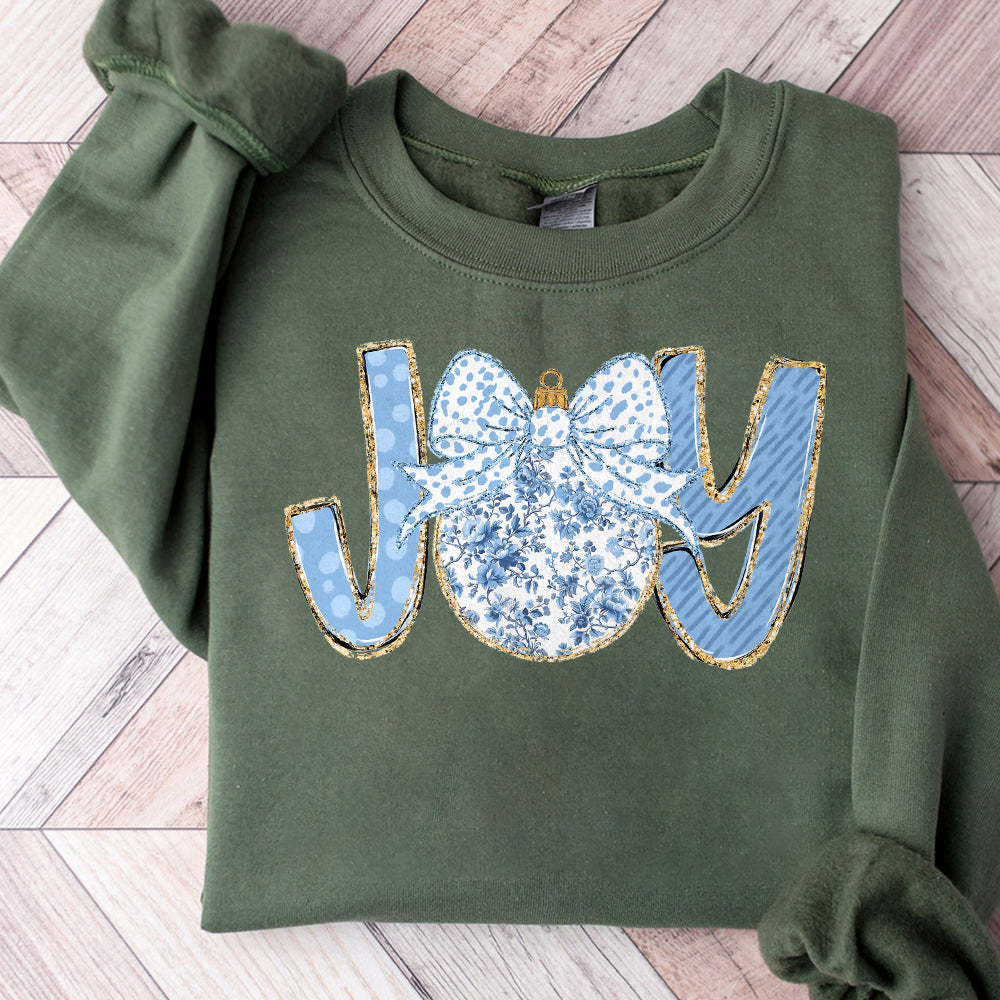 Grand millennial JOY Colorful Coquette glitter Christmas ornament png Christmas design dtf Christmas girls winter png santa design bow S96