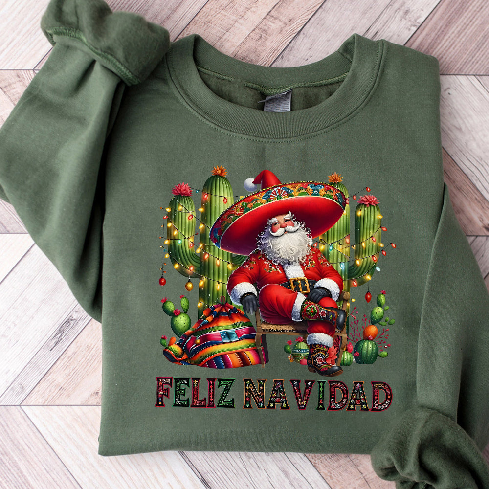 Feliz Navidad Santa With Cactus Png, Mexican Christmas Png, Merry Christmas png, Tis The Season Mexican Png, Spanish Mexican Xmas Png S118 SNA
