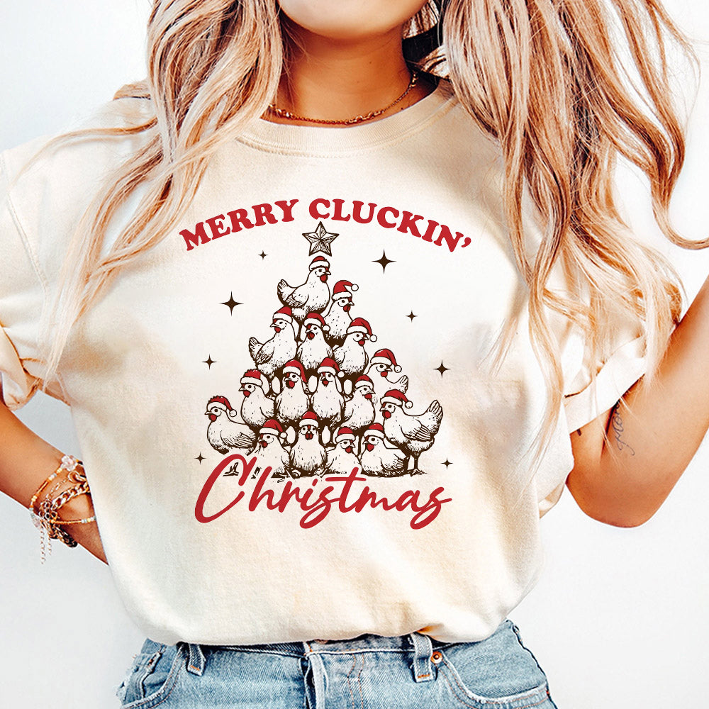 Merry Cluckin' Christmas, Christmas farmhouse Svg Png file, Funny Trendy Merry Christmas Chickens Svg Png Png, Tote bag Sublimation Design S24 OO
