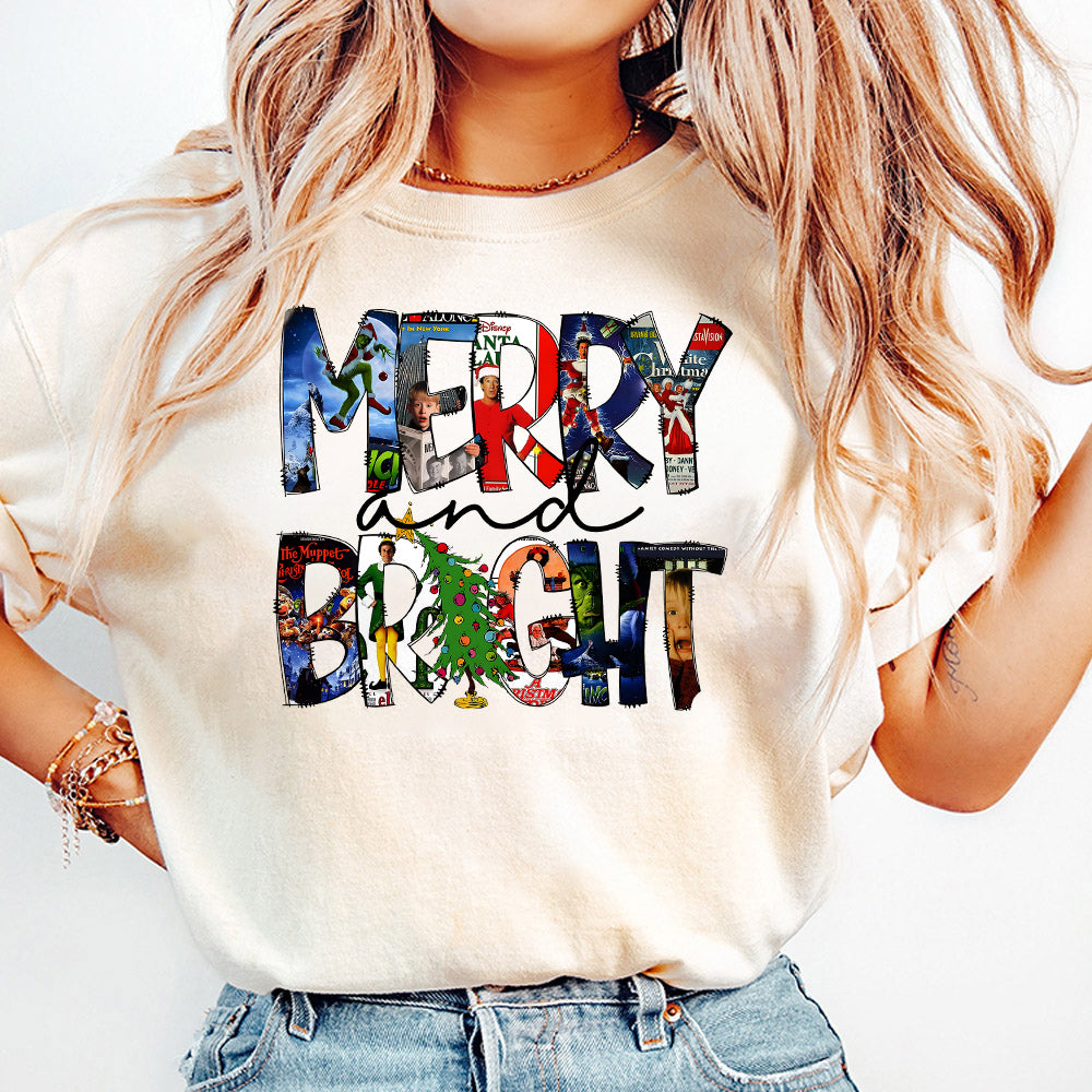 Merry and Bright Christmas 90s Movies PNG, Vintage Christmas SweatPNG, Merry Christmas SweatPNG, Family Reunion PNG, Xmas SweatPNG T37 SNA