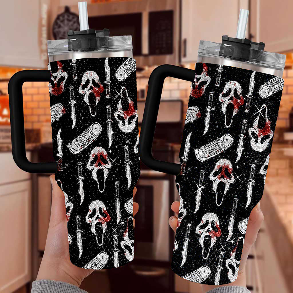 Tumbler 40Oz Halloween Ghostface Killin It, Halloween Bling Tumbler, Halloween Gift Ideas, Spooky Season Mug Gift, Ghost Mug TUM2908