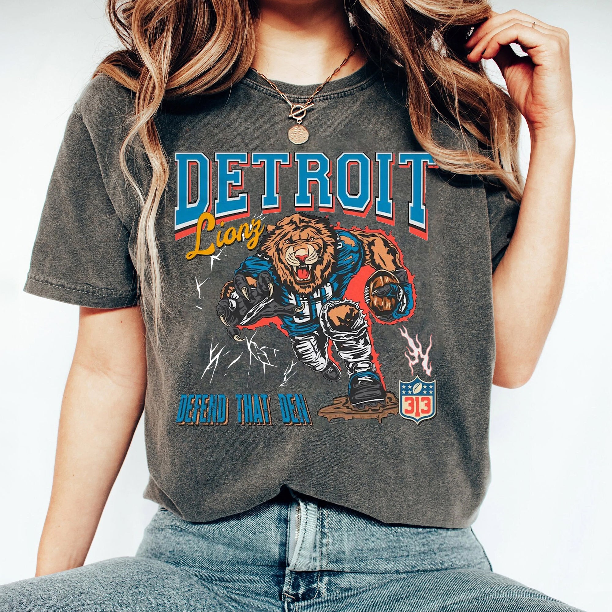 Detroit Lions Vintage Style Retro Inspired Shirt  Detroit Lions Football Hoodie CCC