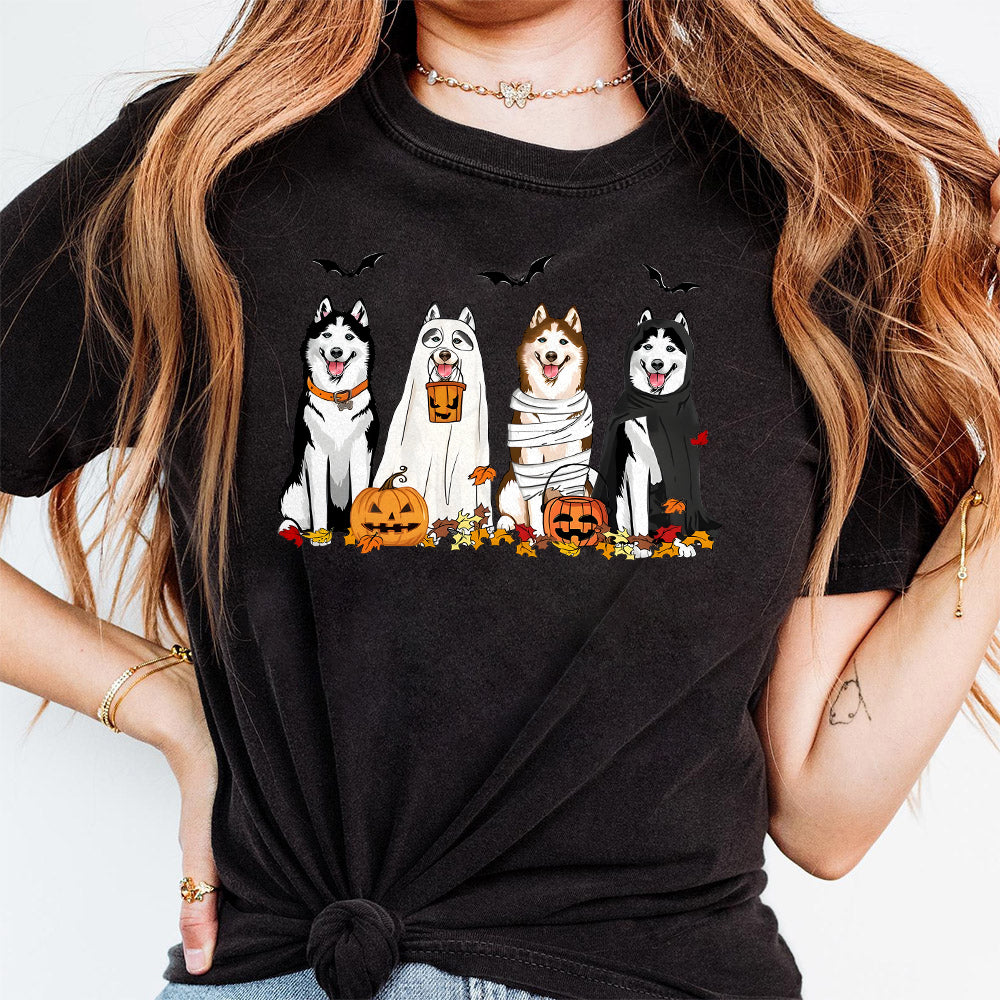 Halloween Dog Sweatshirt, Husky Ghost Dogs sweatshirt, Halloween Sweatshirt, Halloween Sweater, Ghost Sweatshirt,Ghost Dog Shirt,husky shirt TD2309 03