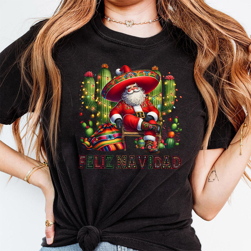 Feliz Navidad Santa With Cactus Png, Mexican Christmas Png, Merry Christmas png, Tis The Season Mexican Png, Spanish Mexican Xmas Png S118 SNA
