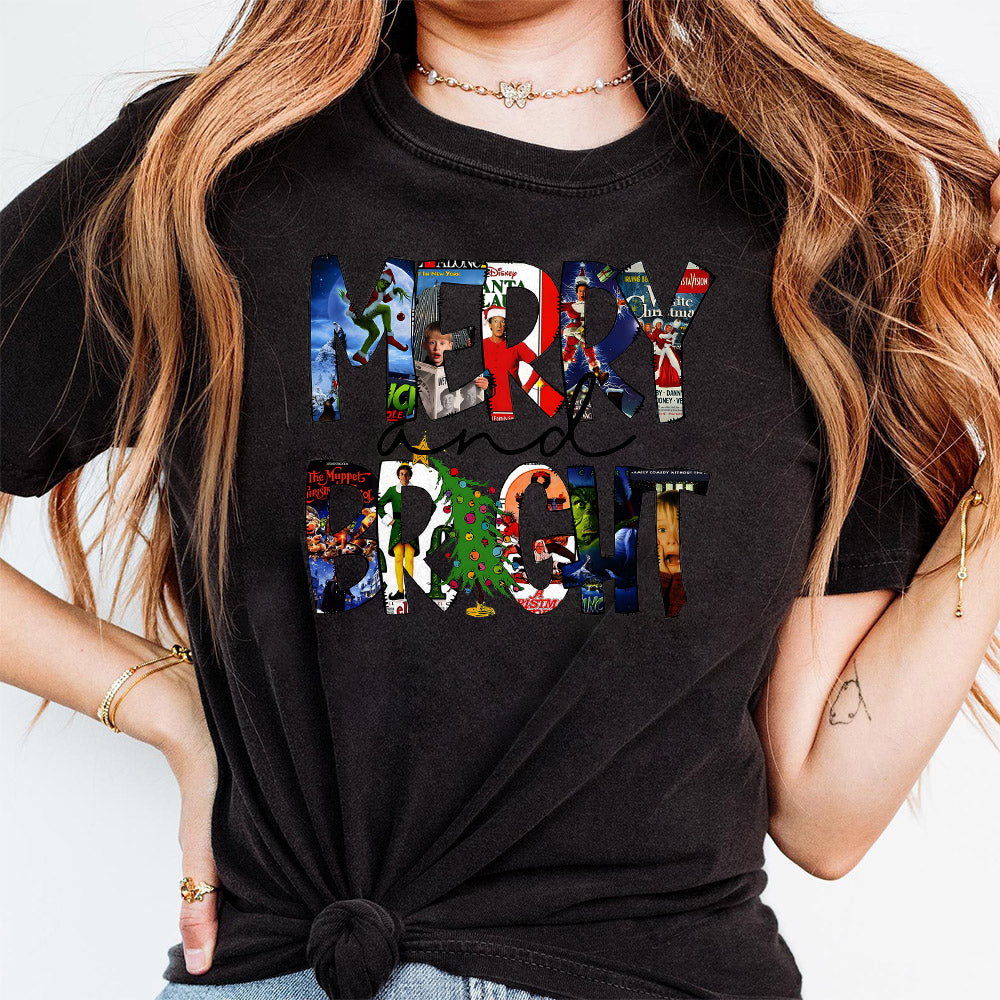 Merry and Bright Christmas 90s Movies PNG, Vintage Christmas SweatPNG, Merry Christmas SweatPNG, Family Reunion PNG, Xmas SweatPNG T37 SNA