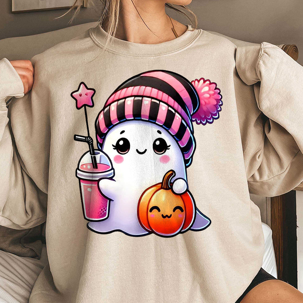 Pink Cute Ghost Coquette Bow Halloween Shirt, Halloween Ghosts Tshirt, Cute Ghost Shirt, Halloween Sweater, Halloween Party, Halloween Gift 3 FB2708