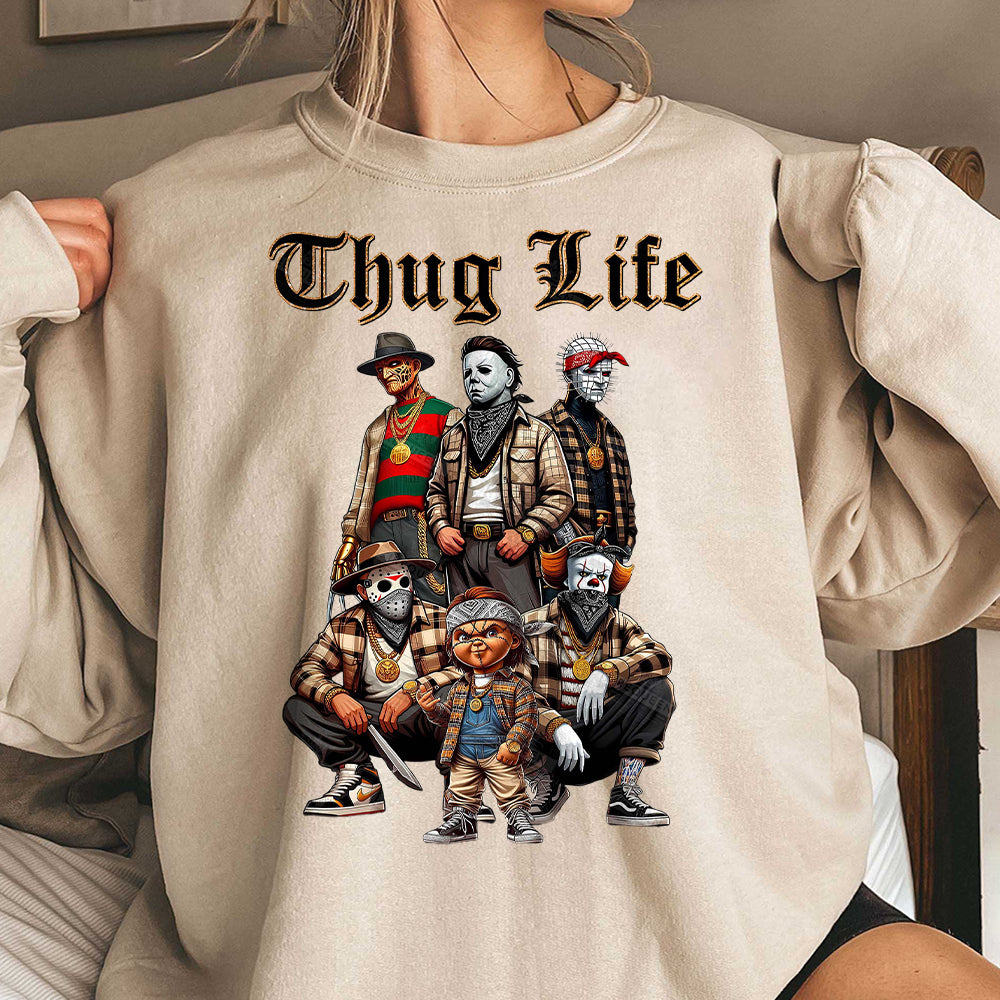 Thug Life Horror Movie Shirt, Halloween Horror Chicano Shirt, Horror Movie Shirt, Halloween Trending Shirt, Gangster Killer Shirt,  EEE