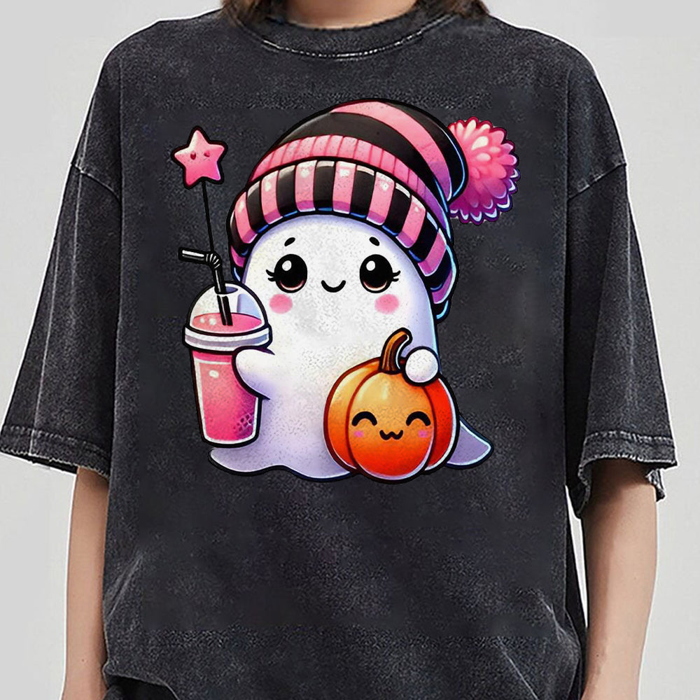 Pink Cute Ghost Coquette Bow Halloween Shirt, Halloween Ghosts Tshirt, Cute Ghost Shirt, Halloween Sweater, Halloween Party, Halloween Gift 3 FB2708
