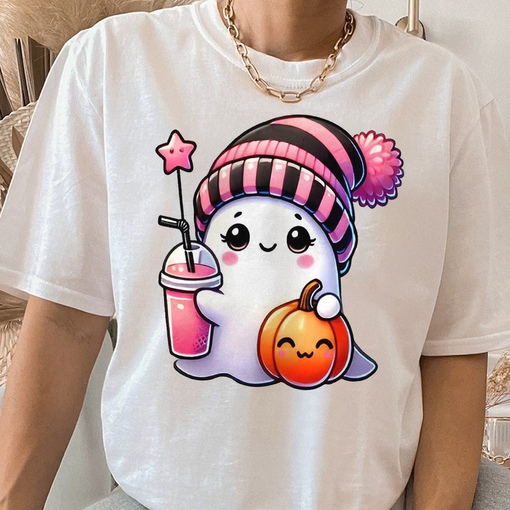 Pink Cute Ghost Coquette Bow Halloween Shirt, Halloween Ghosts Tshirt, Cute Ghost Shirt, Halloween Sweater, Halloween Party, Halloween Gift 3 FB2708